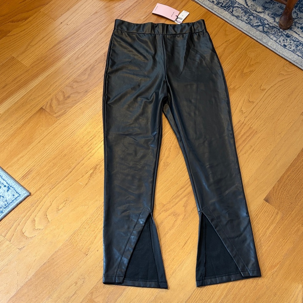 Avec les filles Anthropologie high waisted black faux leather pants NWT size M
